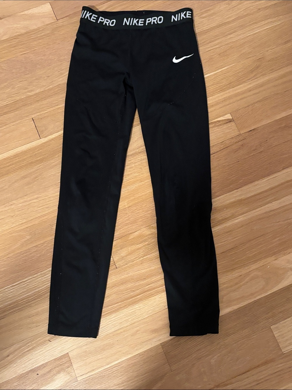 Nike Black Girls' Performance Leggings with White Swoosh